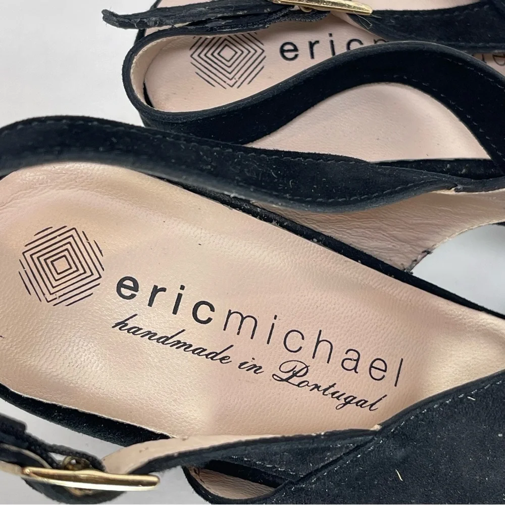 NWOT‎ Eric Michael Women’s Portugal Lark Black Leather Heels Size EU 42 (11-12)